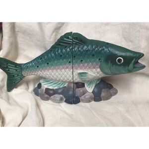 Vintage Department 56 rainbow trout fish metal  cast iron? bookends door stops